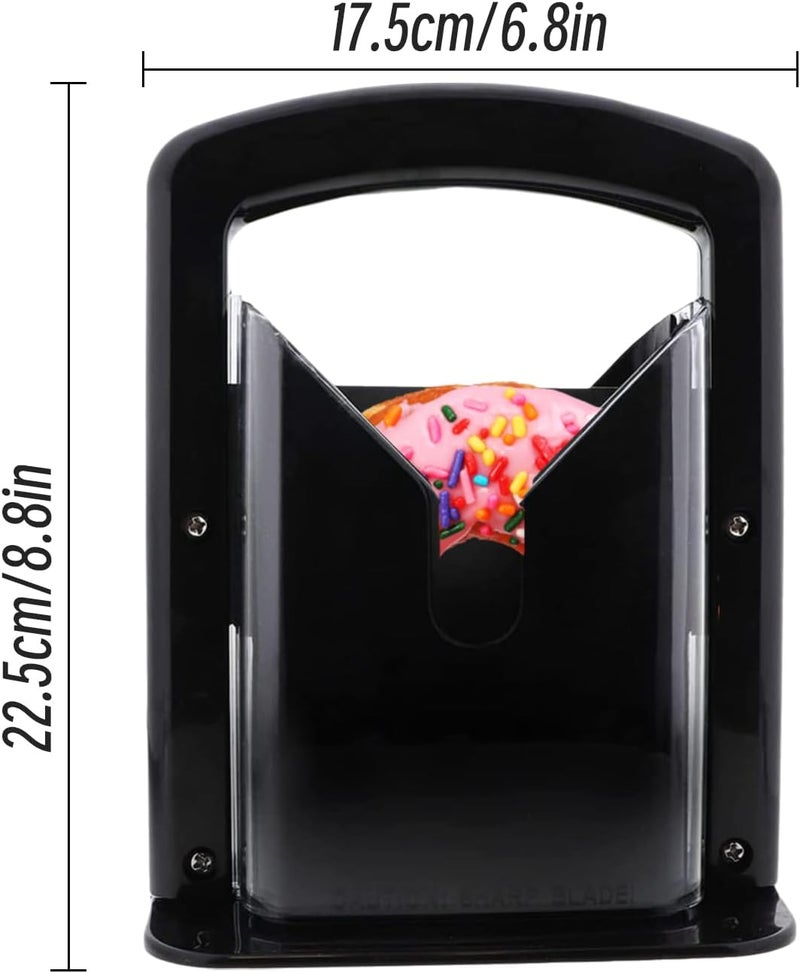 XPAPOV Bagel Slicer, Perfect for Bagels, Safe Grip, Safety Shield, Bagel Cutter Stainless Steel, Universal Slicer (Black) - Image 2